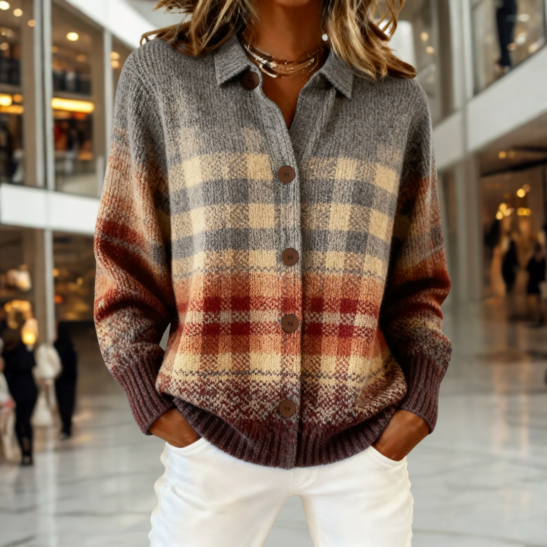 Nora™ - Cozy Rustic Plaid Cardigan