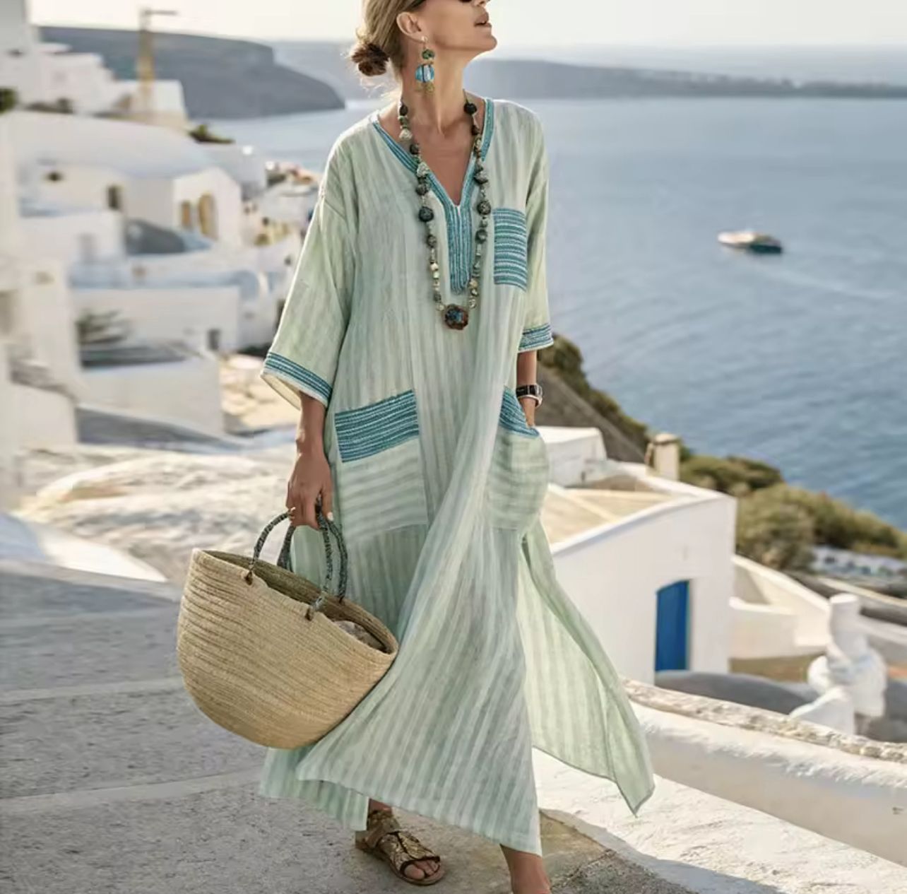 Elegant Geneva - Long Strand Dress for a Stylish Summer Look