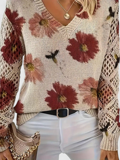 Aurélie | Elegant Floral Knit Sweater