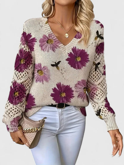 Aurélie | Elegant Floral Knit Sweater