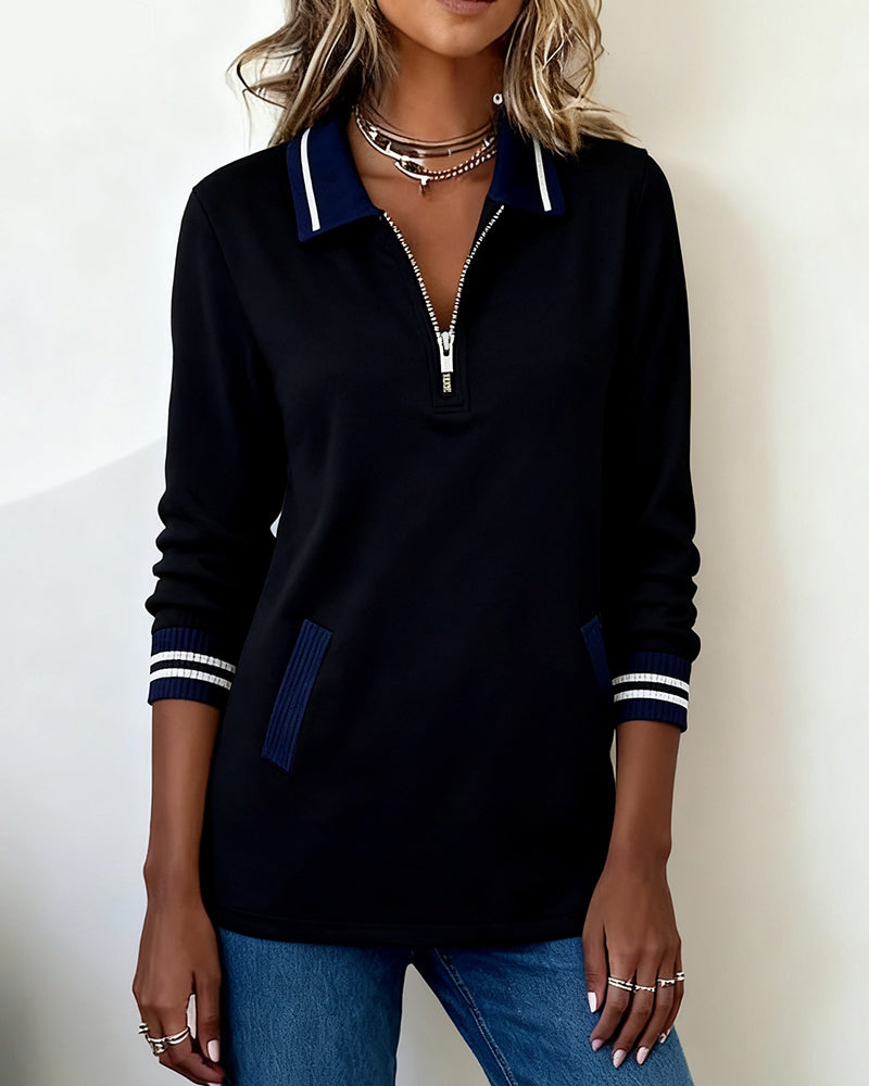 Blair® | Loose Sweatshirt with Lapel and Zipper