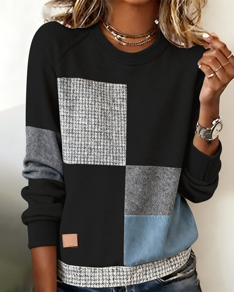 Blair® | Casual Contrast Color Crew Neck Sweatshirt
