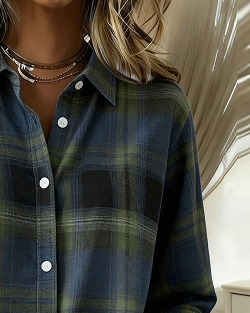 Blair® | Shirt with Check Pattern and Notched Collar
