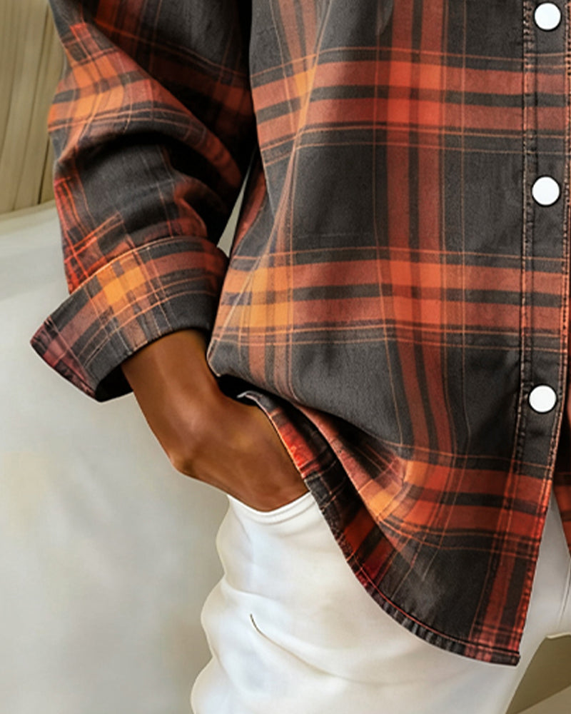 Blair® | Shirt with Check Pattern and Notched Collar