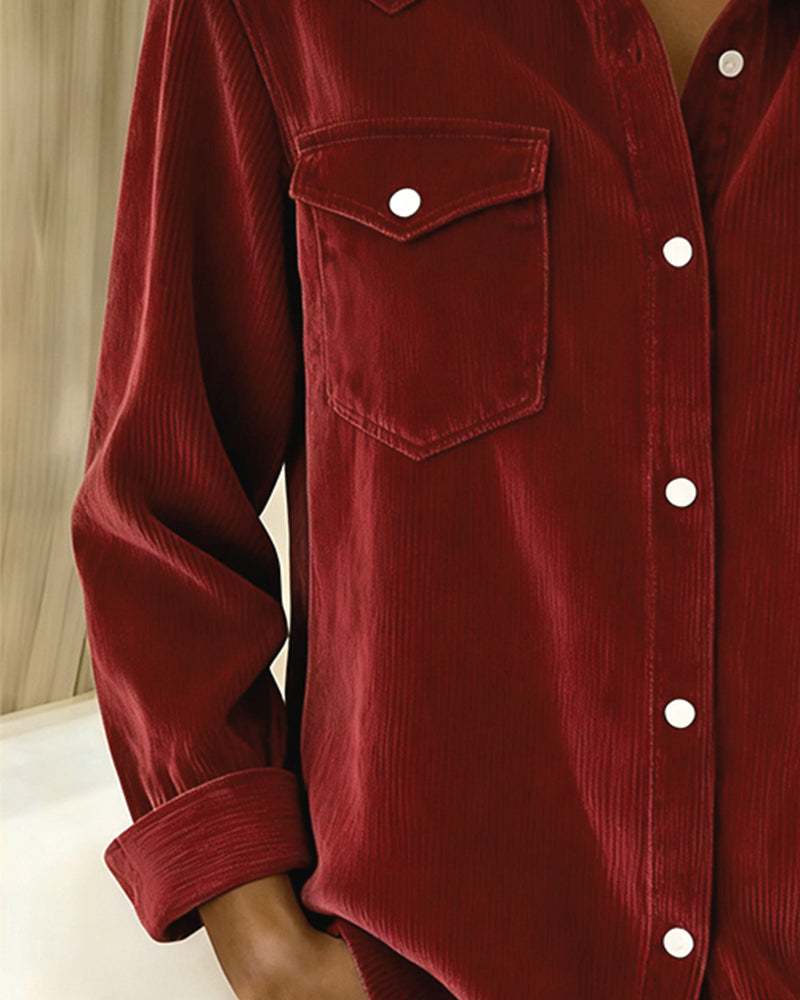 Blair® | Long-Sleeve Shirt with Lapel and Button Placket