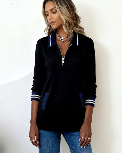 Blair® | Loose Sweatshirt with Lapel and Zipper