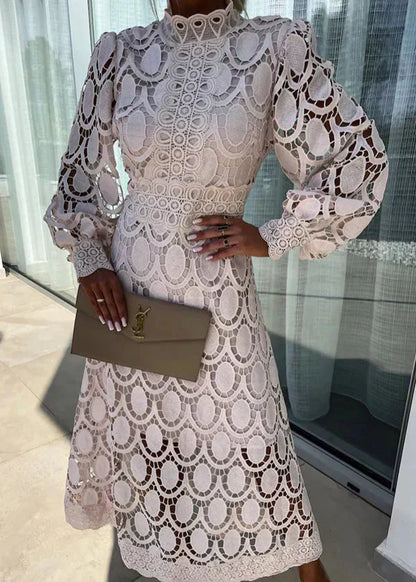 Lennon - Women's Stand Collar Hollow Out Long Dress