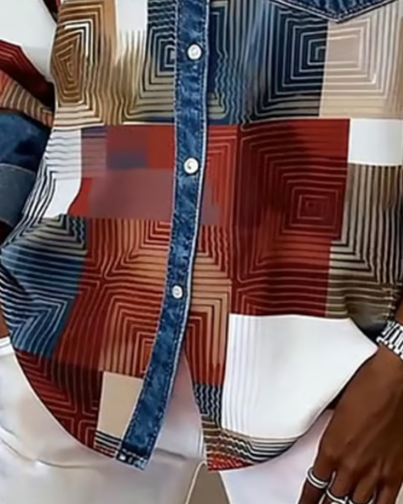 Blair® | Color Block Shirt Fashionable Collar