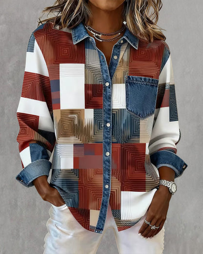 Blair® | Color Block Shirt Fashionable Collar