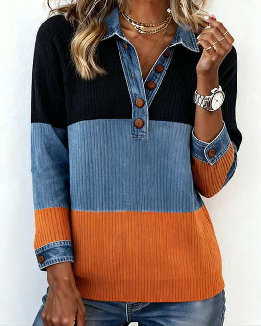 Blair® | Fashionable Top with Lapel and Contrast Color