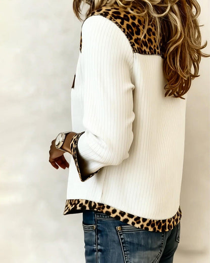 Blair® | Top Leopard V-Neck Patchwork Long Sleeve