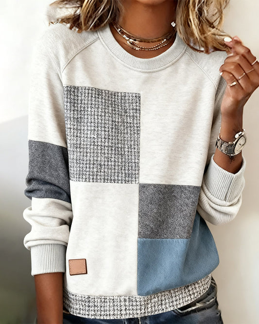 Blair® | Casual Contrast Color Crew Neck Sweatshirt