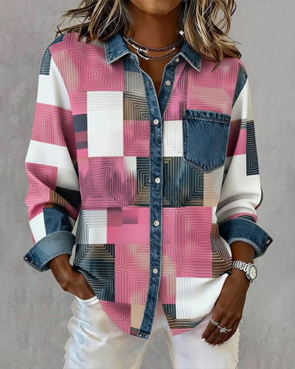 Blair® | Color Block Shirt Fashionable Collar