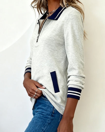 Blair® | Loose Sweatshirt with Lapel and Zipper