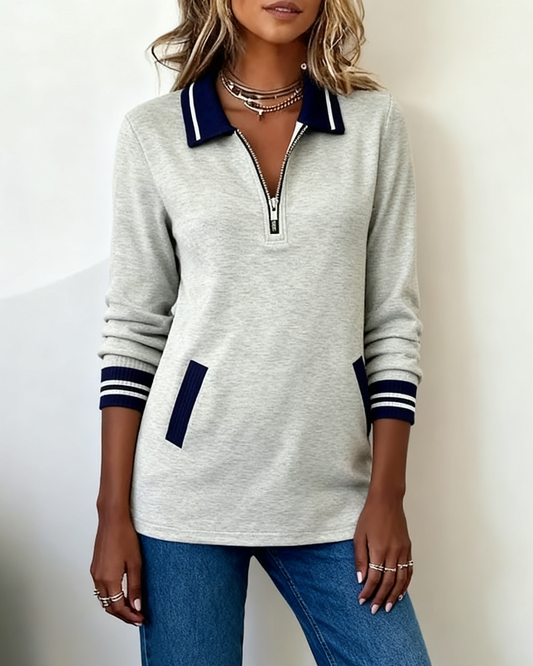 Blair® | Loose Sweatshirt with Lapel and Zipper