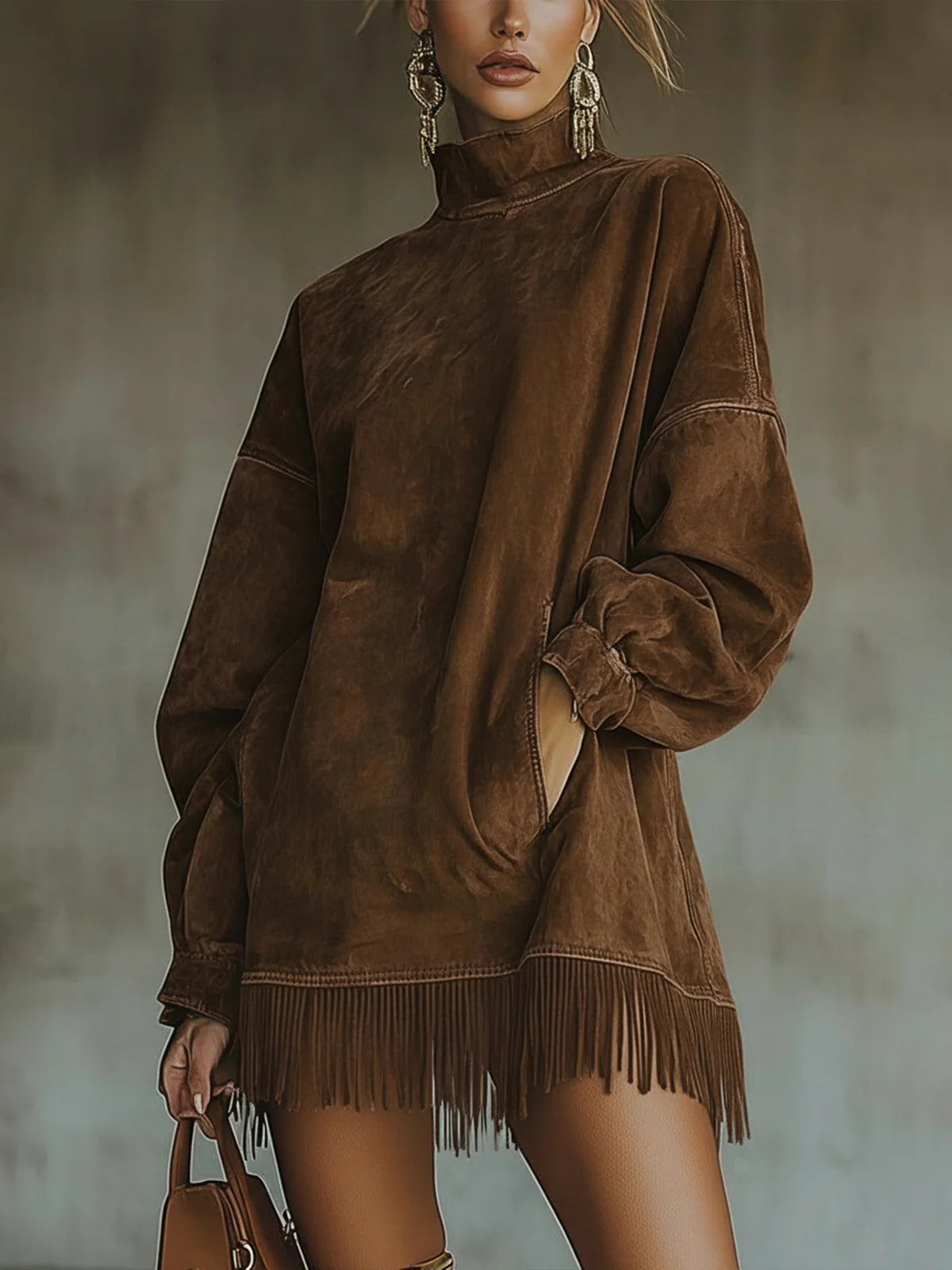 Nora | Cozy Suede Fringe Dress