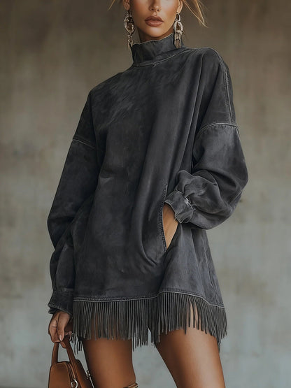 Nora | Cozy Suede Fringe Dress