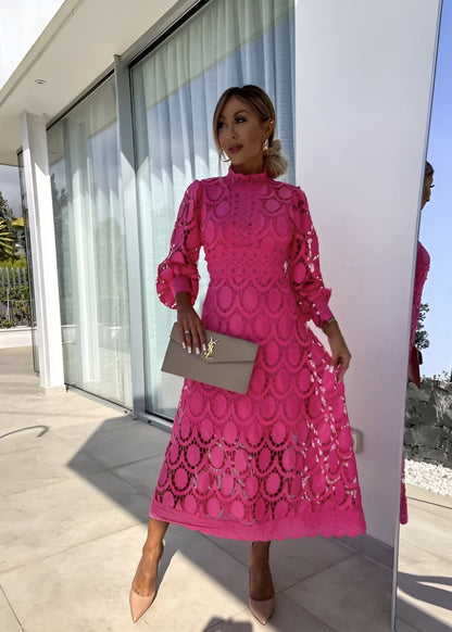 Lennon - Women's Stand Collar Hollow Out Long Dress