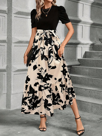 Briony - Floral High-Waist Dress with Ruffle Hem