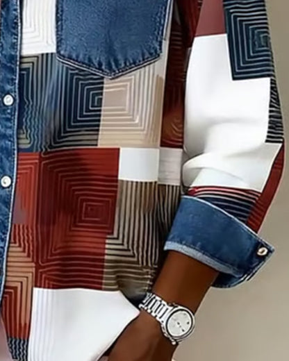 Blair® | Color Block Shirt Fashionable Collar