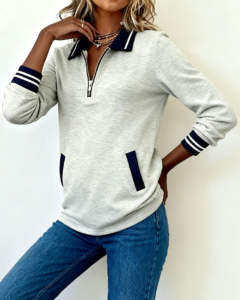 Blair® | Loose Sweatshirt with Lapel and Zipper