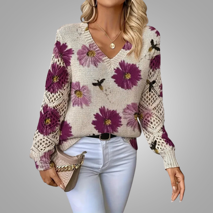 Aurélie | Elegant Floral Knit Sweater
