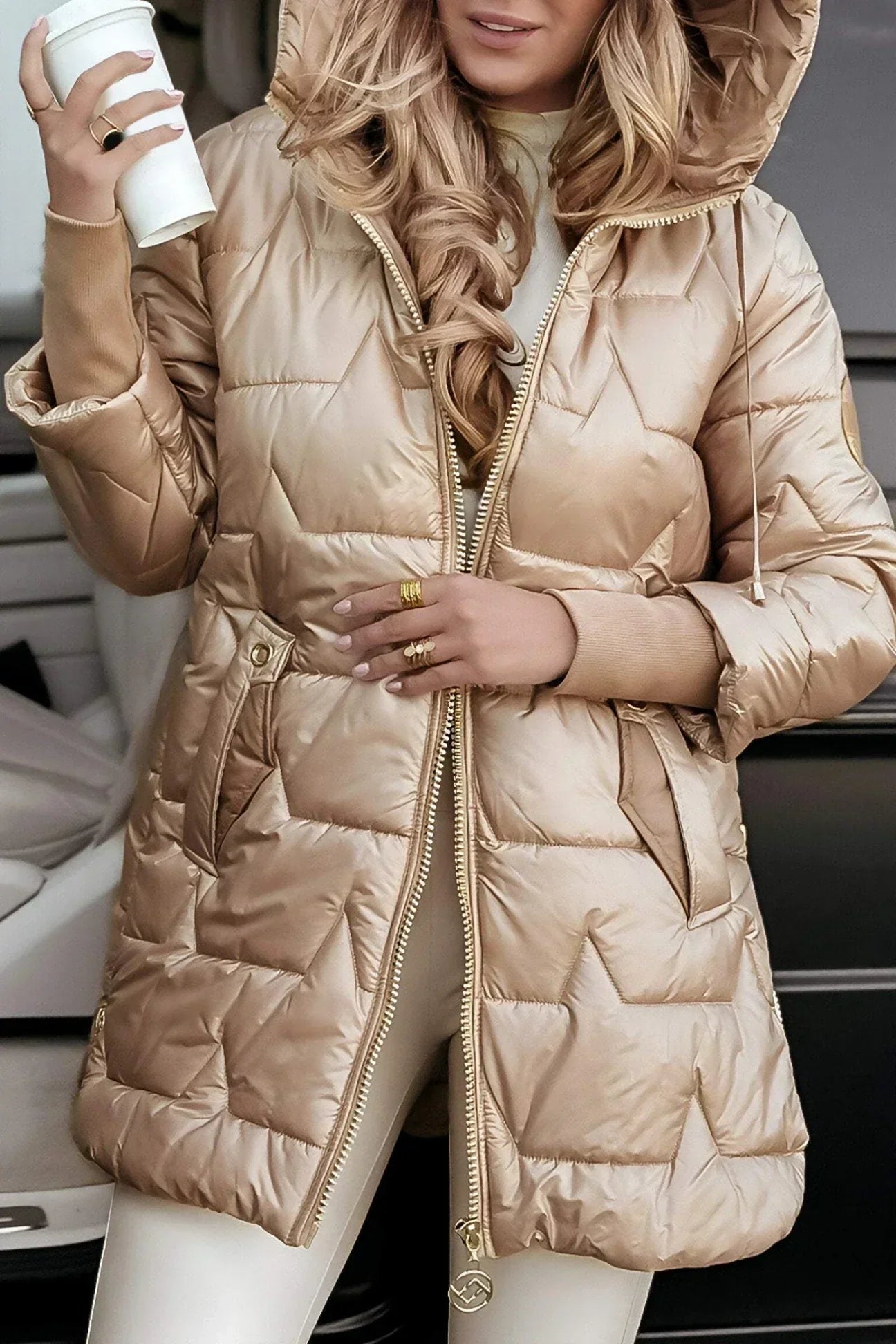 Lina | Long Warm Quilted Jacket