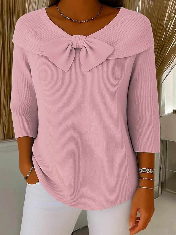 Scarlett – Women's Sweater with Bow and Round Neckline