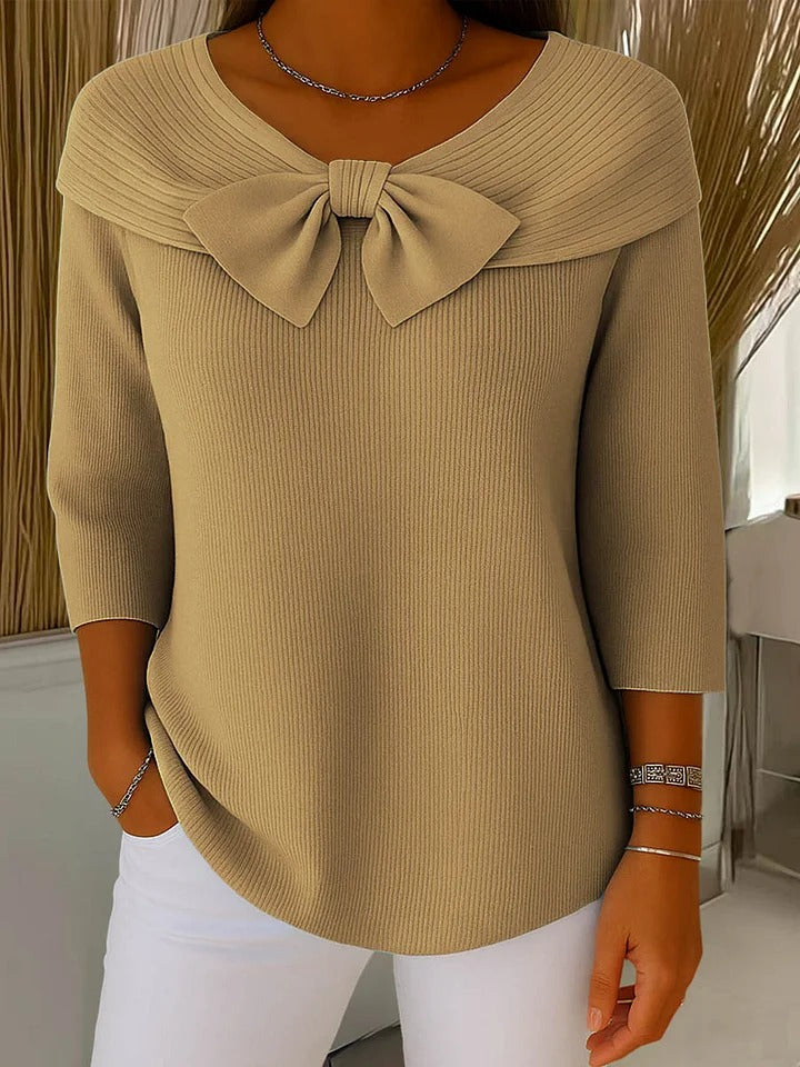 Scarlett – Women's Sweater with Bow and Round Neckline