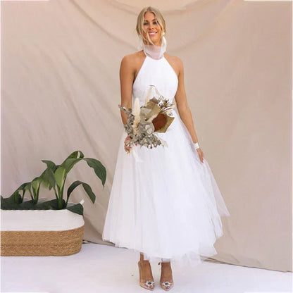 Pearlina - Sleek Mesh High Neck Dress