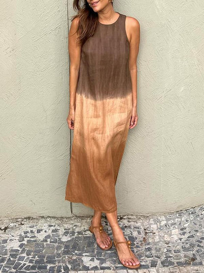 Briar - Casual Cotton Linen Side Split Long Dress
