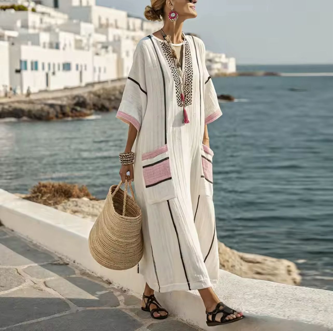 Elegant Geneva - Long Strand Dress for a Stylish Summer Look